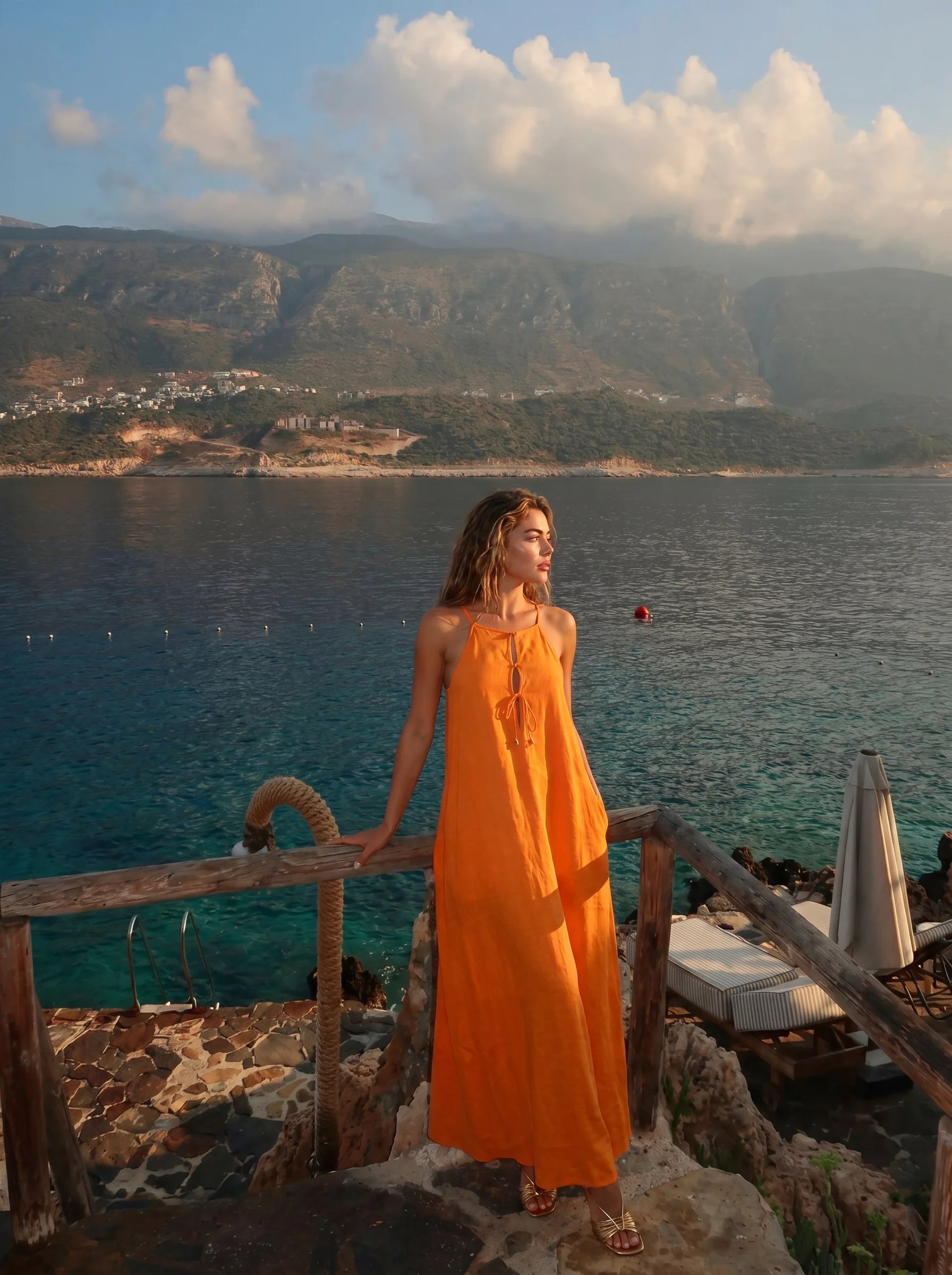 Ivory Dress — Orange