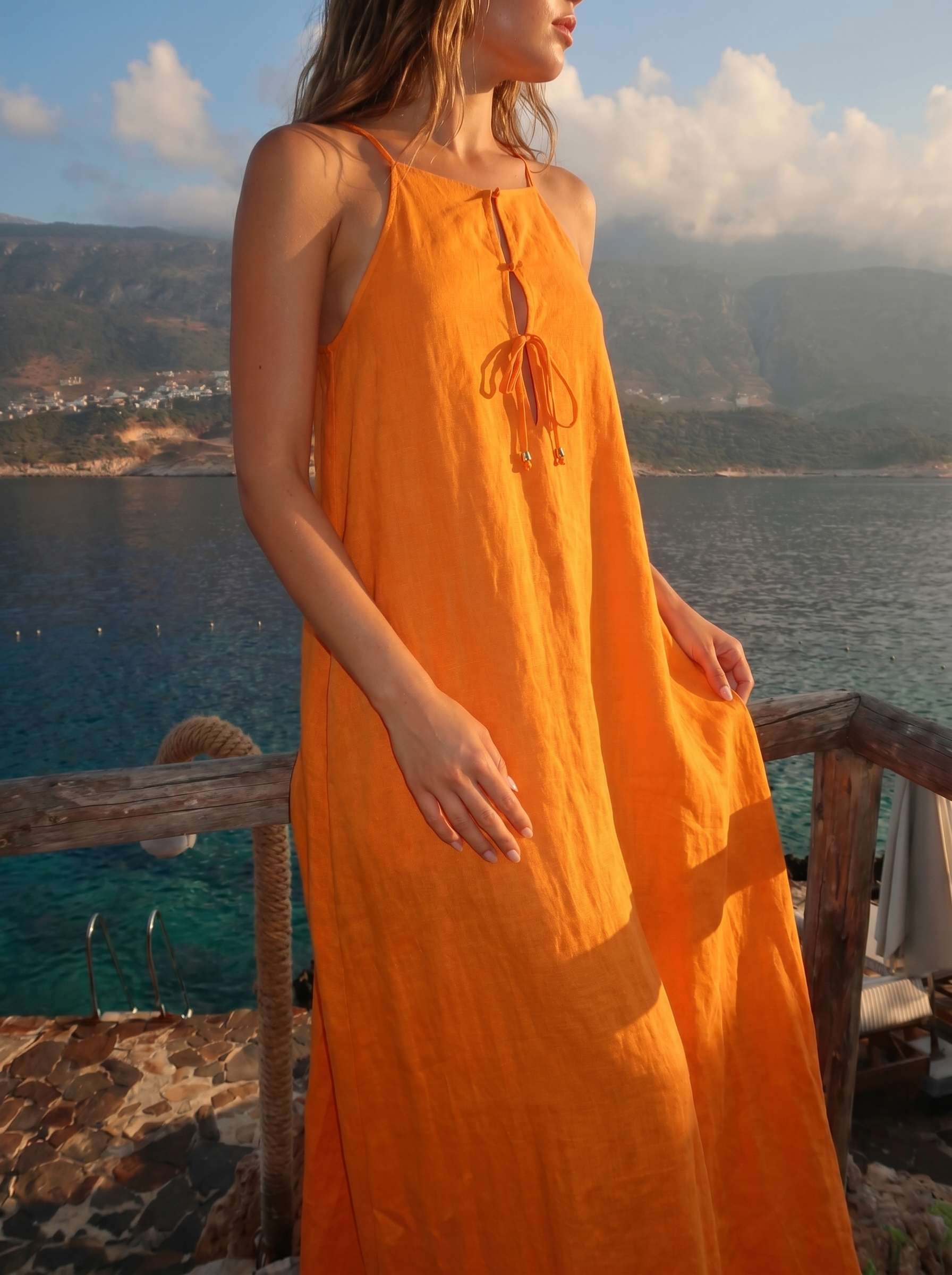 Ivory Dress  — Orange