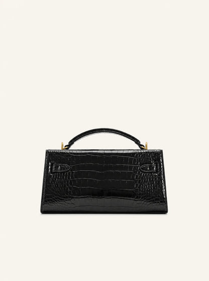 Solène Top Handle Bag — Noir Croc
